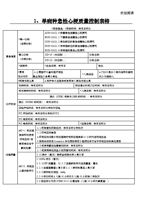 单病种质量控制表单(完整版)
