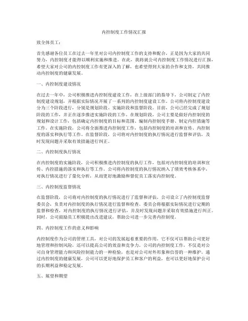 内控制度工作情况汇报