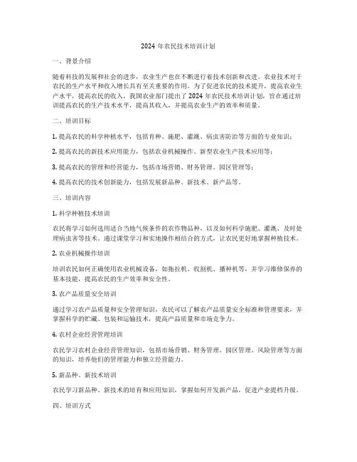 2024年农民技术培训计划