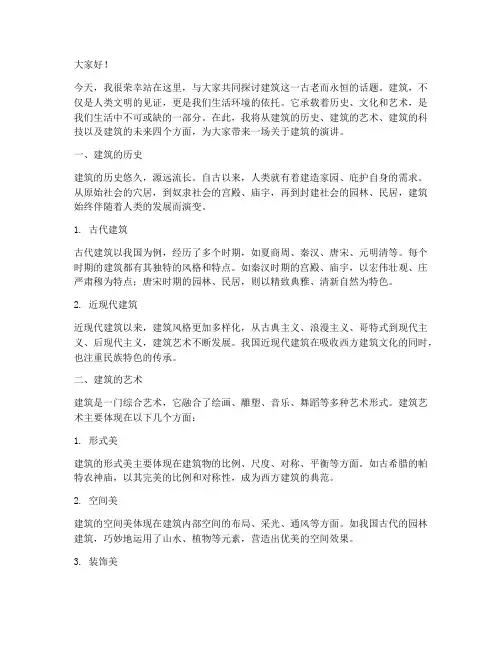建筑演讲稿打印模板范文