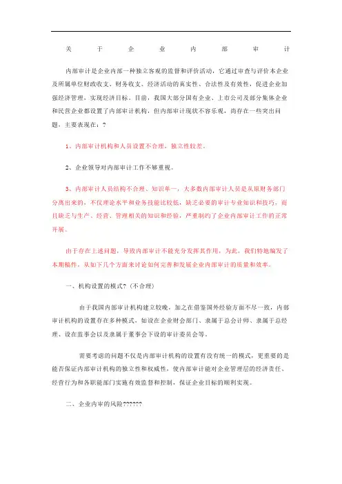 企业内部审计 经典案例参考