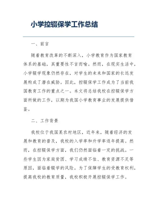 小学控辍保学工作总结