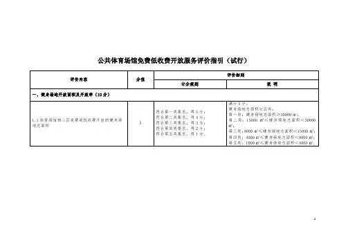 公共体育场馆免费低收费开放服务评价指引(试行)