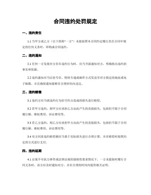合同违约处罚规定