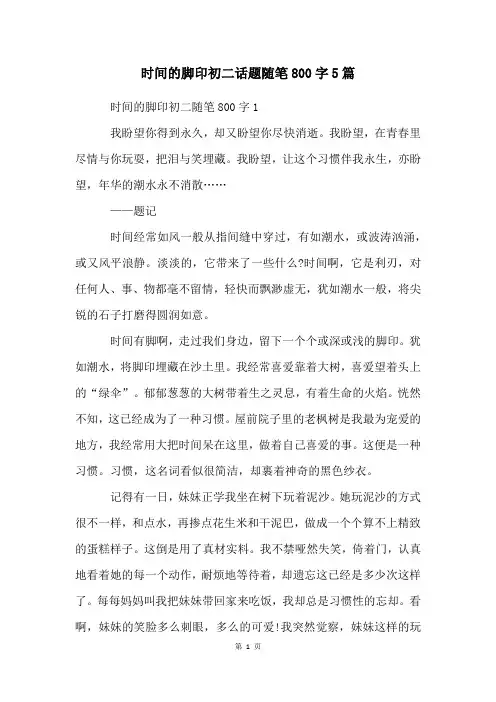 时间的脚印初二话题随笔800字5篇