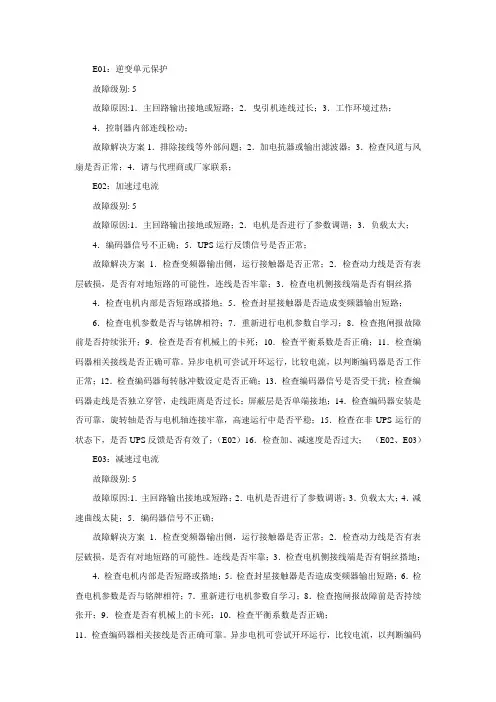 默纳克故障代码与处理方案