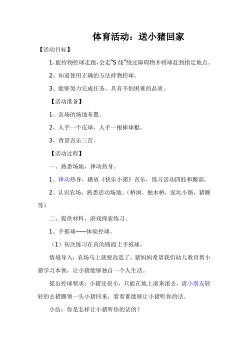 体育活动：送小猪回家