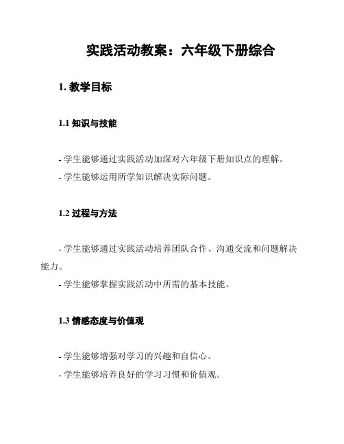 实践活动教案：六年级下册综合