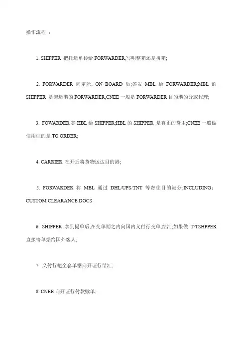 货代提单和船公司提单操作流程
