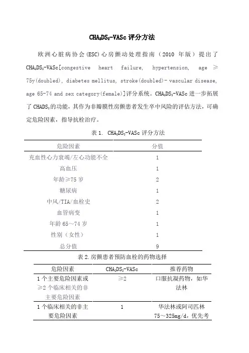 CHA DS VASc评分方法