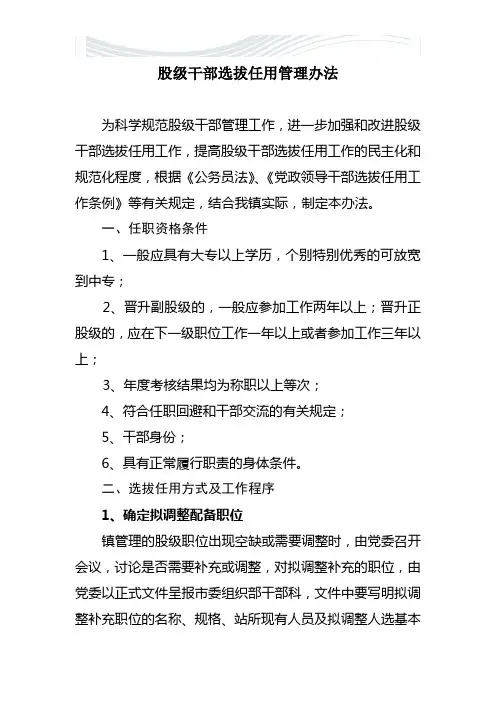 股级干部选拔任用管理办法[精品文档]