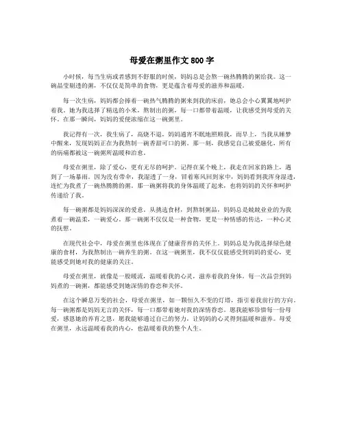 母爱在粥里作文800字
