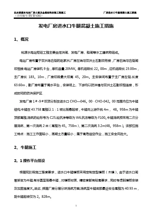 进水口牛腿施工方案