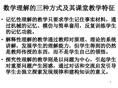 (徐彦辉6)数学理解的三种方式及其课堂教学特征
