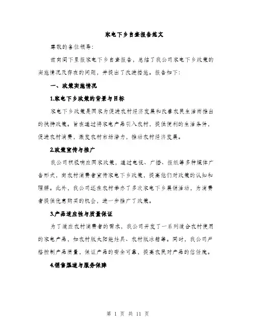 家电下乡自查报告范文
