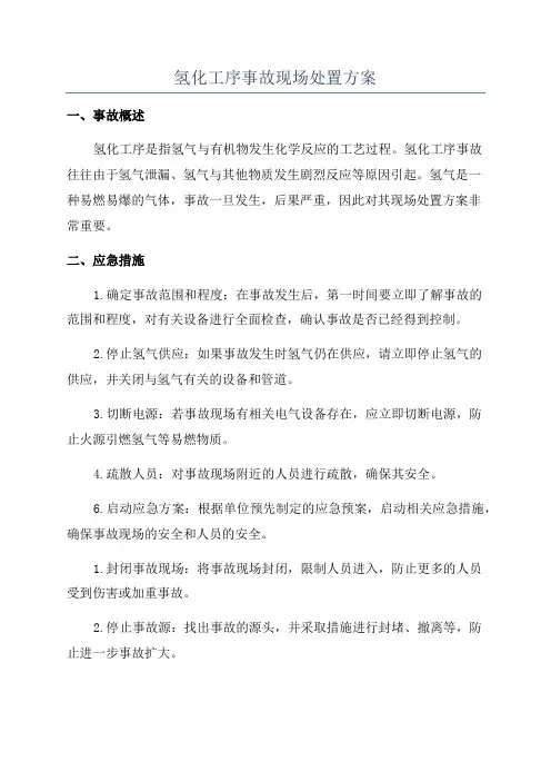 氢化工序事故现场处置方案