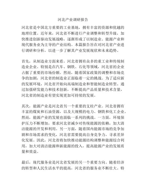 河北产业调研报告