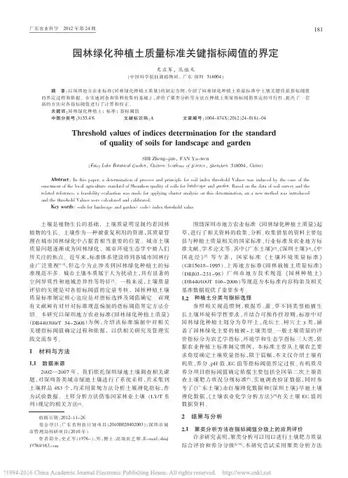园林绿化种植土质量标准关键指标阈值的界定_史正军