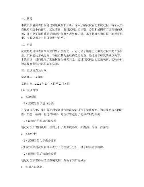 沉积岩实训报告