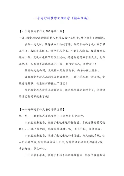 一个奇妙的梦作文300字(精品3篇)