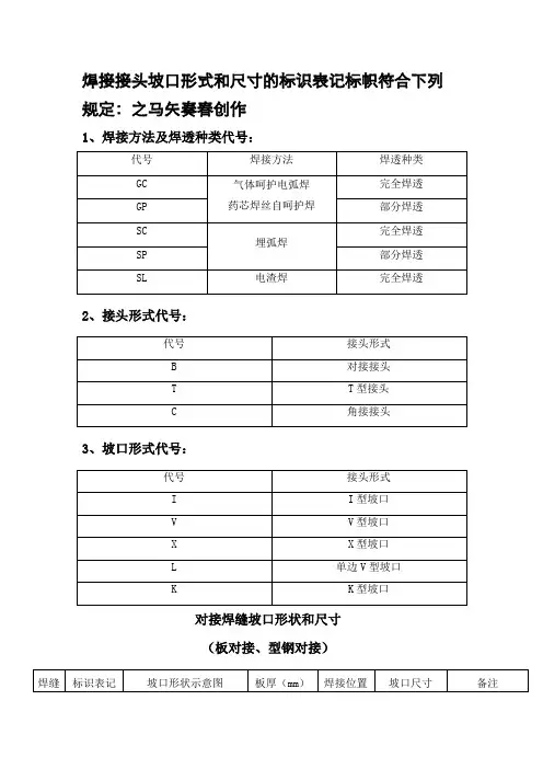 钢结构常用焊接接头坡口形式分类图集