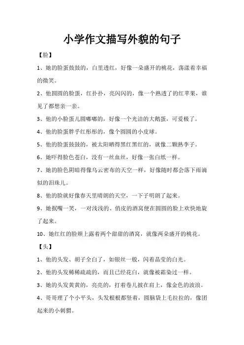 描写人物外貌的句子