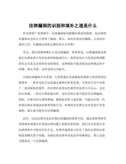 法律漏洞的识别和填补之道是什么