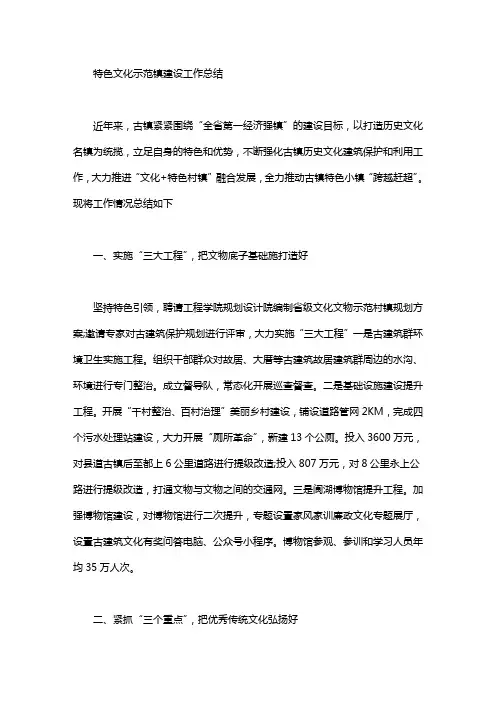 特色文化示范镇建设工作总结