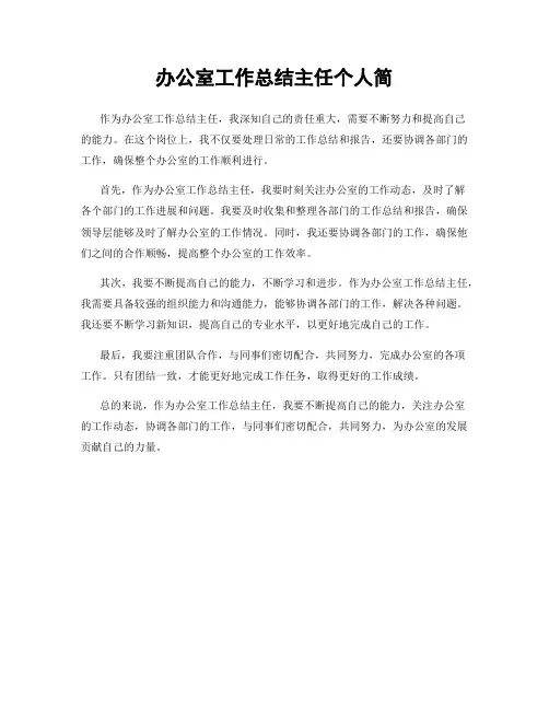 办公室工作总结主任个人简