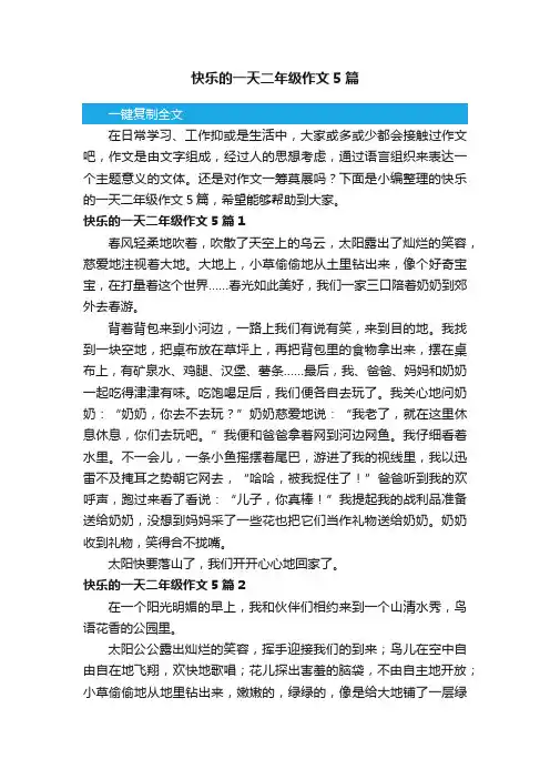 快乐的一天二年级作文5篇