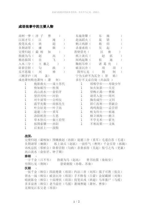 成语故事中的主要人物
