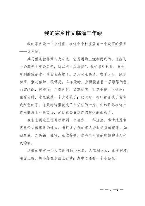 我的家乡作文临潼三年级