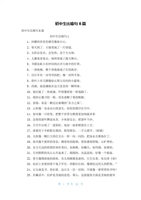 初中生比喻句6篇_1
