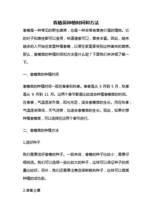 香椿苗种植时间和方法