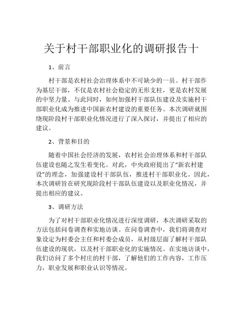 关于村干部职业化的调研报告十