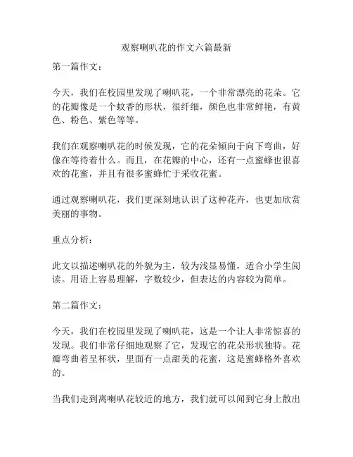 观察喇叭花的作文六篇最新