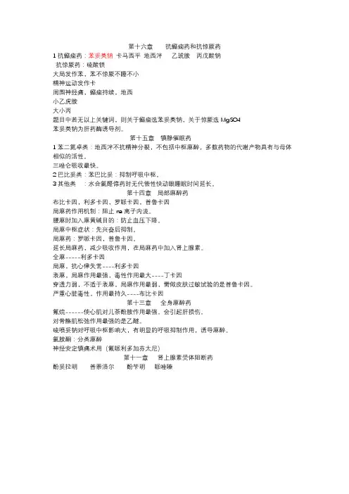 第十六章    抗癫痫药和抗惊厥药