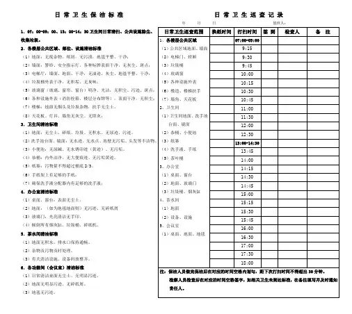 保洁标准及巡查记录(新)