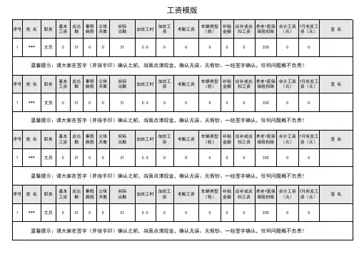 工资表模版(通用版)