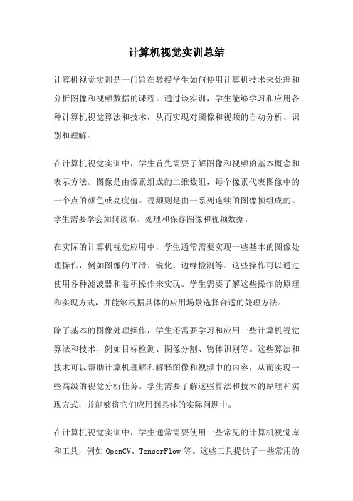 计算机视觉实训总结