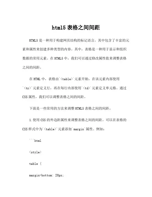 html5表格之间间距