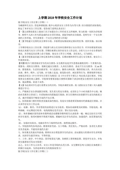 上学期2019年学校安全工作计划.doc