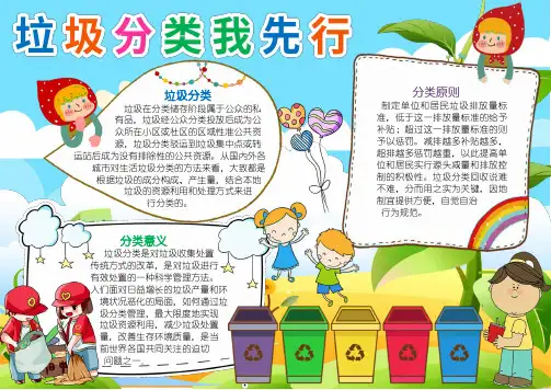 垃圾分类 我先行 争做垃圾分类小达人  电子版手抄小报合集2套 (A4线稿可修改)