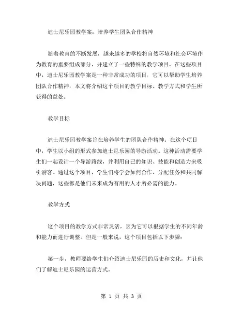 迪士尼乐园教学案：培养学生团队合作精神