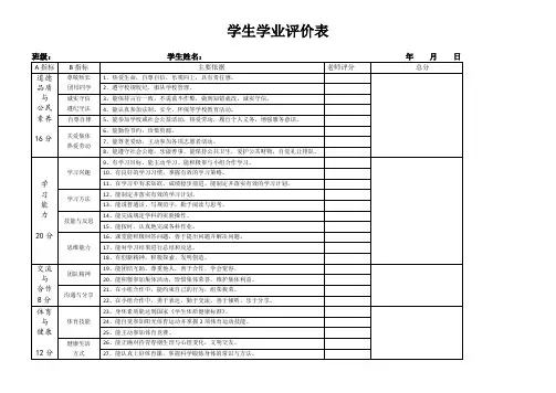 学生学业评价表