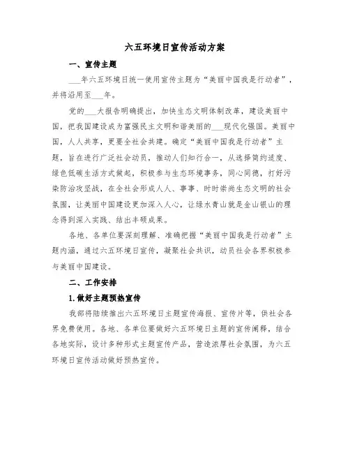 六五环境日宣传活动方案(3篇)