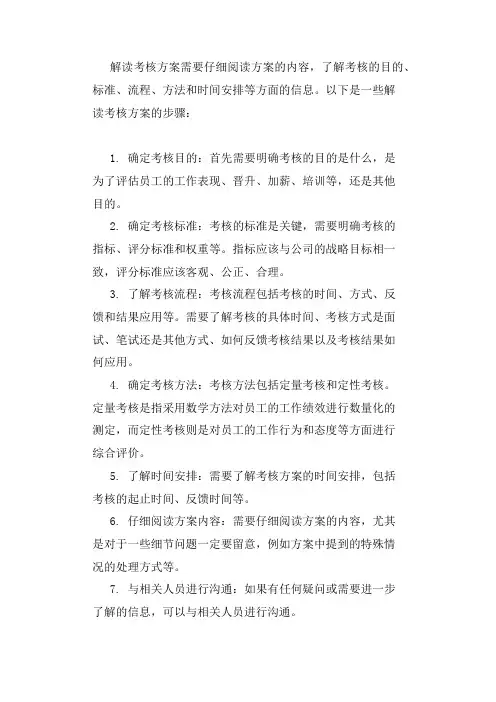 考核方案解读
