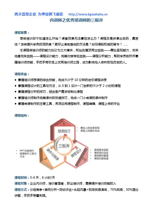 《内训师之优秀培训师的三板斧》(编导演)