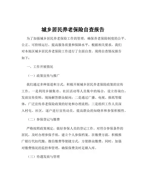 城乡居民养老保险自查报告
