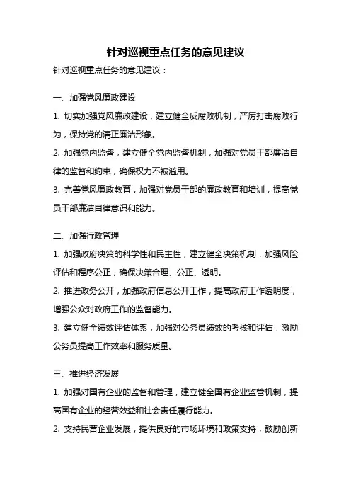 针对巡视重点任务的意见建议